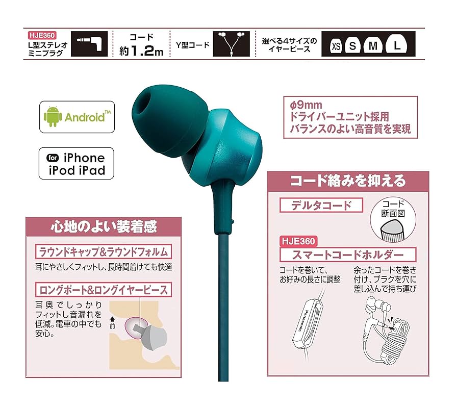パナソニック カナル型イヤホン ライトブルー RP-HJE360-AB n5ksbvb Amazon.co.jp: パナソニック カナル型イヤホン ライトブルー RP